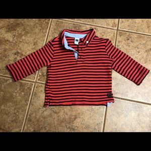 Janie & Jack Red and Blue Infant Striped Polo LS